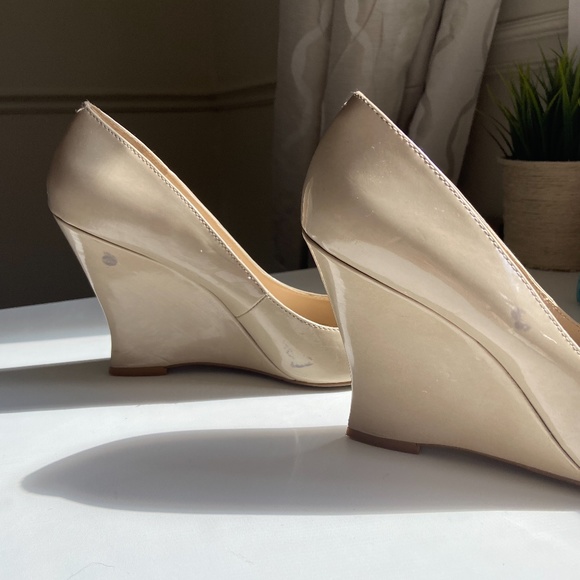 Nude Peep-Toe Nine West Wedges - Picture 5 of 9